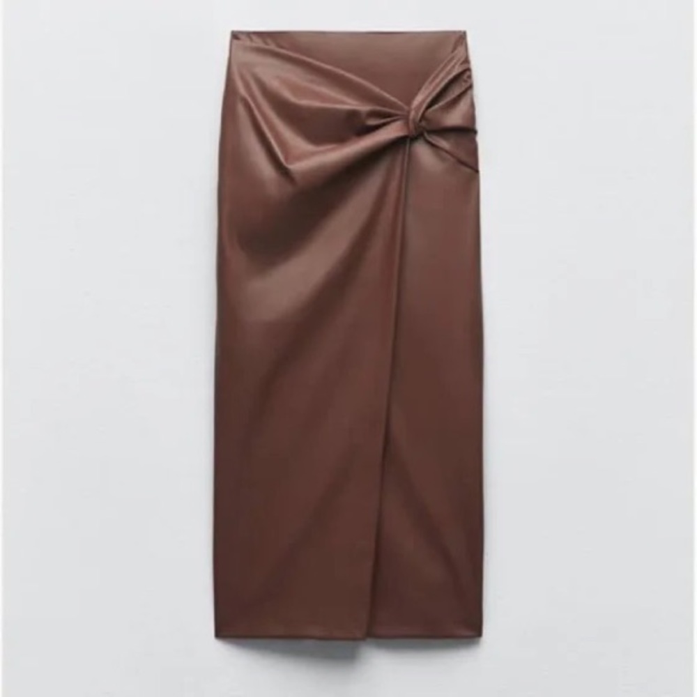 Zara faux leather knotted skirt